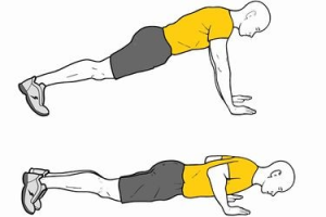 imagen ilustrativa de flexiones de brazo. ejercicio adaptable para fortalecer pecho, hombros y tríceps en tu actividad física diaria.